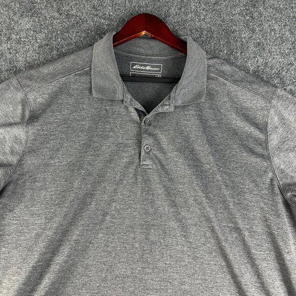 Eddie Bauer Polo Shirt Men XL Gray Short Sleeve Button Neck - Picture 3 of 7